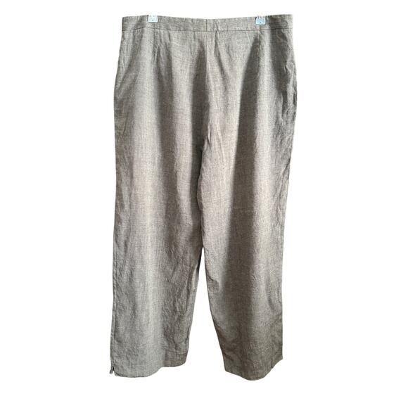 90s Vintage RENE LEZARD Bergdorf Goodman Gray Linen Wide Leg Ankle Pants 42 / 10 - Picture 1 of 5